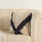 Deerlux 16" Handwoven Cotton Throw Pillow Cover with Embossed and Fringed Crossed line, Charcoal QI004300.CH - alternate 7